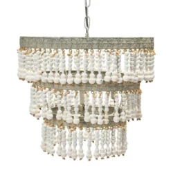 3-Tier Round Metal Chandelier With 3 Lights And Hanging Wood Beads Cream - Storied Home -Adesso Shop GUEST 5054d57d 1f1d 4e8b 8138 3d4a7a0c8281