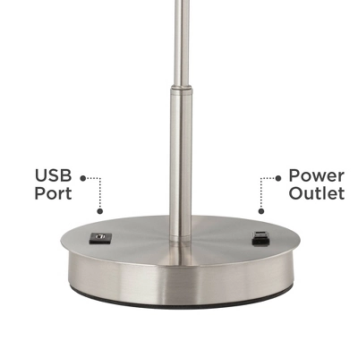 360 Lighting Nikola Modern Accent Table Lamps 23 3/4" High Set Of 2 Silver With USB And AC Power Outlet In Base White Drum Shade For Bedroom Home Desk 4 360 Lighting Nikola Modern Accent Table Lamps 23 3/4" High Set Of 2 Silver With USB And AC Power Outlet In Base White Drum Shade For Bedroom Home Desk - Image 4