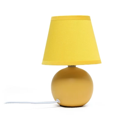 8.66" Petite Ceramic Orb Base Bedside Table Desk Lamp With Matching Tapered Drum Fabric Shade Yellow - Creekwood Home 5 8.66" Petite Ceramic Orb Base Bedside Table Desk Lamp With Matching Tapered Drum Fabric Shade Yellow - Creekwood Home - Image 5