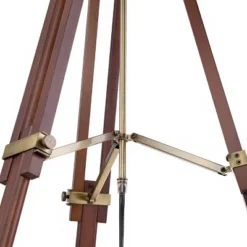 Possini Euro Design Serveyor Modern 57 1/2" Tall Tripod Floor Lamp Smart Socket Cherry Wood Brass Adjustable Beige Shade For Living Room -Adesso Shop GUEST 5178fbf7 83bd 4acd 8567 b8d7223c5e6b