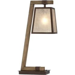 Franklin Iron Works Tribeca Rustic Farmhouse Table Lamp 25" High Metal With USB Charging Port Light Mica Drum Shade For Bedroom Living Room Bedside -Adesso Shop GUEST 519f1b6f 8b62 4774 9a3a c67f35fd62b6