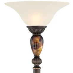 Kathy Ireland Vintage Torchiere Floor Lamp 72" Tall Bronze Tortoise Shell Font Frosted Glass Shade For Living Room Reading House -Adesso Shop GUEST 51ef7785 b3d7 4508 b380 e5a4b6f60a9a