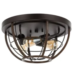15.75" 3-Light Lyla Rustic Farmhouse Iron LED Flush Mount Wood Finished/Oil Rubbed Bronze - JONATHAN Y 17 15.75" 3-Light Lyla Rustic Farmhouse Iron LED Flush Mount Wood Finished/Oil Rubbed Bronze - JONATHAN Y -Adesso Shop GUEST 5261048e adfa 4f65 9b08 ab6503b40ec1