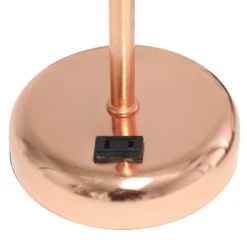 19.5" Bedside Power Outlet Base Metal Table Desk Lamp Rose Gold With White Fabric Shade - Creekwood Home -Adesso Shop GUEST 52d88379 d4df 4749 93fc be1998fd581b