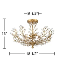 Vienna Full Spectrum Brielle Modern Ceiling Light Semi Flush Mount Fixture 18 1/2" Wide Brass Vine Leaf 4-Light Clear Crystal Glass For Bedroom House -Adesso Shop GUEST 537d4b4a 295c 4678 bcc2 5b5d3e0784aa