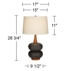 360 Lighting Amelia 28 3/4" Tall Mid Century Modern End Table Lamp Matte Black Ceramic Wood Single Living Room Bedroom Bedside Oatmeal Shade -Adesso Shop GUEST 53ce4ee9 eff7 4762 8200 d1110b6ab340