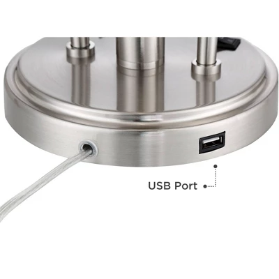 Possini Euro Design Wagner Modern Table Lamp 29 3/4" Tall Brushed Nickel With USB Charging Port And LED Gooseneck Lights White Shade For Living Room 4 Possini Euro Design Wagner Modern Table Lamp 29 3/4" Tall Brushed Nickel With USB Charging Port And LED Gooseneck Lights White Shade For Living Room - Image 4