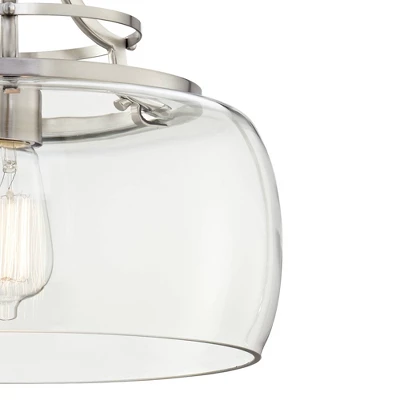 Franklin Iron Works Charleston Brushed Nickel Pendant 13 1/2" Wide Modern LED Clear Glass Shade For Dining Room House Foyer Kitchen Island Entryway 2 Franklin Iron Works Charleston Brushed Nickel Pendant 13 1/2" Wide Modern LED Clear Glass Shade For Dining Room House Foyer Kitchen Island Entryway - Image 2