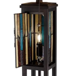Robert Louis Tiffany Ranier Rustic Mission Floor Lamp 59 1/2" Tall Bronze With LED Nightlight Stained Art Glass Shade For Living Room Bedroom Office -Adesso Shop GUEST 54d4015b ec2b 4637 9309 c391bcf7ce43