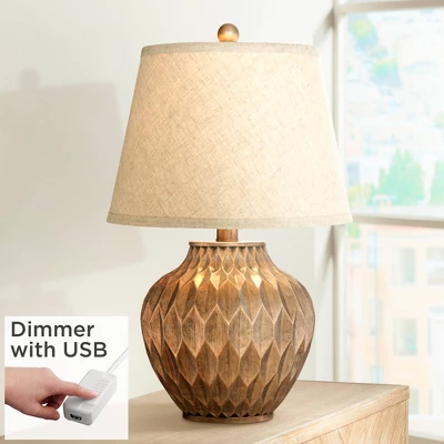360 Lighting Accent Urn Table Lamp With USB Charging Port 22" High Warm Bronze Drum Shade For Living Room Desk Bedroom House 1 360 Lighting Accent Urn Table Lamp With USB Charging Port 22" High Warm Bronze Drum Shade For Living Room Desk Bedroom House