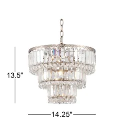 Vienna Full Spectrum Magnificence Satin Nickel Chandelier 14 1/4" Wide Modern Faceted Crystal Glass 7-Light LED Fixture For Dining Room House Kitchen -Adesso Shop GUEST 54e9b97e 2f58 430e 8a51 402e316dc813