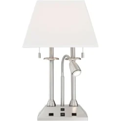 Possini Euro Design Dexter Modern Table Lamp 26" High Brushed Nickel With USB And AC Power Outlet In Base LED Reading Light White Shade For Home Desk 15 Possini Euro Design Dexter Modern Table Lamp 26" High Brushed Nickel With USB And AC Power Outlet In Base LED Reading Light White Shade For Home Desk -Adesso Shop GUEST 550d45bd 55cb 4f73 93fa 137dbebc1854