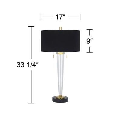 Vienna Full Spectrum Belle Modern Table Lamp 33 1/4" Tall Clear Crystal Glass Black Drum Shade For Bedroom Living Room Bedside Nightstand Office House 7 Vienna Full Spectrum Belle Modern Table Lamp 33 1/4" Tall Clear Crystal Glass Black Drum Shade For Bedroom Living Room Bedside Nightstand Office House - Image 7