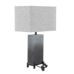 Polystone Table Lamp With Square Shade Gray - Olivia & May -Adesso Shop GUEST 55392df3 7a97 40d6 a25a 66bb37bce6d8
