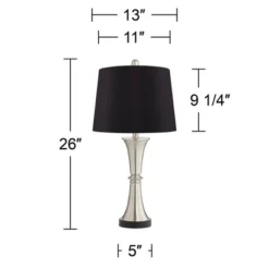 360 Lighting Seymore Modern Table Lamps 26" High Set Of 2 Silver With USB Charging Port LED Touch On Off Black Faux Silk Drum Shade For Bedroom Desk 11 360 Lighting Seymore Modern Table Lamps 26" High Set Of 2 Silver With USB Charging Port LED Touch On Off Black Faux Silk Drum Shade For Bedroom Desk -Adesso Shop GUEST 55412ef0 d3d6 4b5d 8249 88398273a629