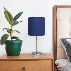 19.5" Bedside USB Port Feature Metal Table Desk Lamp Brushed Steel With Navy Fabric Shade - Creekwood Home 12 19.5" Bedside USB Port Feature Metal Table Desk Lamp Brushed Steel With Navy Fabric Shade - Creekwood Home -Adesso Shop GUEST 55d060df ba89 419d b62f 4fa4181daf16