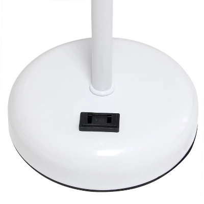 19.5" Bedside Power Outlet Base Metal Table Desk Lamp In White With Aqua Blue Fabric Shade - Creekwood Home 5 19.5" Bedside Power Outlet Base Metal Table Desk Lamp In White With Aqua Blue Fabric Shade - Creekwood Home - Image 5