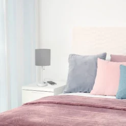 19.5" Bedside USB Port Feature Metal Table Desk Lamp White With Gray Fabric Shade - Creekwood Home -Adesso Shop GUEST 5828900a 0369 467c 989b 90287214fed4