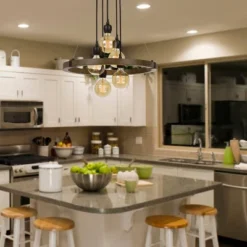 26.25" X 26.25" Metal/Wood Round Martos Chandelier (Includes Energy Efficient Light Bulb) Dark Brown - Cal Lighting -Adesso Shop GUEST 58b87481 01a1 422f b85f 23849cf4d255