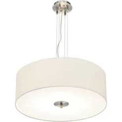 Possini Euro Design Brushed Nickel Pendant Chandelier 24" Wide Modern White Canvas Drum Shade 4-Light Fixture For Dining Room House Kitchen Island -Adesso Shop GUEST 58b8fff1 de4f 48cf ac2f 0609dc6cdd96