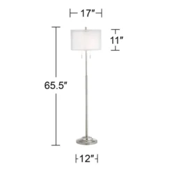 Possini Euro Design Roxie Modern Floor Lamp Standing 65 1/2" Tall Brushed Nickel Sheer Linen Double Drum Shade For Living Room Bedroom Office House -Adesso Shop GUEST 59b91dd6 a1fd 4d62 8c07 de785160b0ce