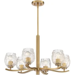 Stiffel Soft Gold Chandelier Lighting 29 1/4" Wide Modern Textured Clear Glass 6-Light Fixture For Dining Room House Kitchen Home -Adesso Shop GUEST 59fa88a7 31be 4a87 a1e7 ef959c524f65