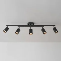 5-Light Matte Black Track Lighting With Center Swivel Bar With Pivoting Shades - Globe Electric -Adesso Shop GUEST 59fd0951 4e29 42d1 9f02 14a5d46ed882