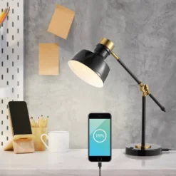 18.5" Allegra Farmhouse Adjustable Cantilever Task Lamp With USB Charging Port (Includes LED Light Bulb) - JONATHAN Y -Adesso Shop GUEST 5a5cd10c 5895 451d abba 50731303b43d