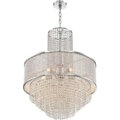 Vienna Full Spectrum Pioggia Chrome Pendant Chandelier 23 1/2" Wide Modern Crystal 5-Light Fixture For Dining Room House Foyer Kitchen Island Entryway -Adesso Shop GUEST 5bbea872 6b51 4d10 a91b 1744b551ad9d
