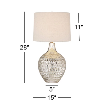 360 Lighting Waylon Modern Table Lamp 28" Tall Textured Mercury Glass Off White Tapered Drum Shade For Bedroom Living Room Bedside Nightstand Office 5 360 Lighting Waylon Modern Table Lamp 28" Tall Textured Mercury Glass Off White Tapered Drum Shade For Bedroom Living Room Bedside Nightstand Office - Image 5