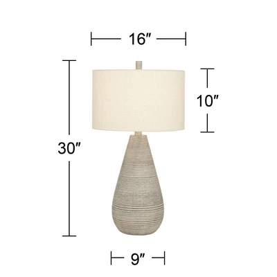 360 Lighting Julio Modern Table Lamp 30" Tall Natural Gray Ceramic Oatmeal Drum Shade For Bedroom Living Room Bedside Nightstand Office Kids House 7 360 Lighting Julio Modern Table Lamp 30" Tall Natural Gray Ceramic Oatmeal Drum Shade For Bedroom Living Room Bedside Nightstand Office Kids House - Image 7
