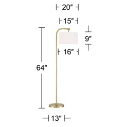 360 Lighting Modern Art Deco Arc Floor Lamp 64" Tall Warm Gold Metal White Fabric Drum Shade For Living Room Reading Family Bedroom Office House Home -Adesso Shop GUEST 5c076865 3961 4bbd 854b 372665c3cad7