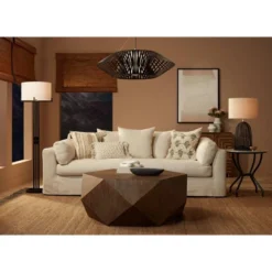 Possini Euro Design Madrid Modern Industrial Floor Lamp 64" Tall Matte Black Metal White Linen Hardback Drum Shade For Living Room Bedroom Office Home -Adesso Shop GUEST 5c08d7aa 79d4 4f67 9116 d4be9c9fda03