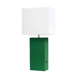 21" Lexington Leather Base Modern Home Decor Bedside Table Lamp With USB Charging Port And Fabric Shade - Lalia Home 37 21" Lexington Leather Base Modern Home Decor Bedside Table Lamp With USB Charging Port And Fabric Shade - Lalia Home -Adesso Shop GUEST 5c3b3f3f 863a 4f60 b488 5842169f1286