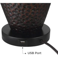 Franklin Iron Works Kaly Rustic Industrial Table Lamps 25" High Set Of 2 Hammered Oiled Bronze With USB Charging Port Faux Leather Drum Shade For Desk 10 Franklin Iron Works Kaly Rustic Industrial Table Lamps 25" High Set Of 2 Hammered Oiled Bronze With USB Charging Port Faux Leather Drum Shade For Desk -Adesso Shop GUEST 5cc1a4a6 7de2 4aa9 ab6e 43c4defd733c