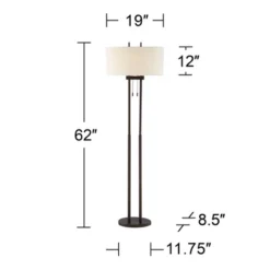 Franklin Iron Works Roscoe Modern Floor Lamp Standing 62" Tall Oil Rubbed Bronze Twin Pole White Drum Shade For Living Room Bedroom Office House Home 14 Franklin Iron Works Roscoe Modern Floor Lamp Standing 62" Tall Oil Rubbed Bronze Twin Pole White Drum Shade For Living Room Bedroom Office House Home -Adesso Shop GUEST 5cc4f60c ea8e 466e 8897 fff56bb2f026