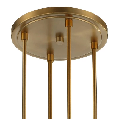 Stiffel Aron Brass Gold Wagon Wheel Chandelier 36" Wide Modern Clear Glass Shade 12-Light Fixture For Dining Room House Foyer Kitchen Island Entryway 4 Stiffel Aron Brass Gold Wagon Wheel Chandelier 36" Wide Modern Clear Glass Shade 12-Light Fixture For Dining Room House Foyer Kitchen Island Entryway - Image 4