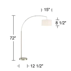360 Lighting Cora Modern Arc Floor Lamp Standing 72" Tall Brushed Nickel Metal White Linen Drum Shade For Living Room Reading Bedroom Office House -Adesso Shop GUEST 5e9fa50d 7d2e 44e5 bacf a14ec9c2c68a