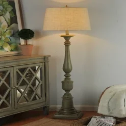 64" Antique French Polyester Resin Floor Lamp Olive Green - StyleCraft -Adesso Shop GUEST 603e519e 9139 4a9d b637 41e7b8890a5e