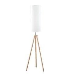 58.5" Lauren Modern Tripod Floor Lamp Natural Wood - Ore International