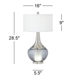 360 Lighting Courtney Modern Table Lamps 28 1/2" Tall Set Of 2 Fluted Smoked Glass With Nightlight White Linen Drum Shade For Living Room Nightstand -Adesso Shop GUEST 60ab333c 4920 445c b40e 3ccf9b8671c1
