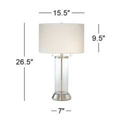Possini Euro Design Fritz Modern Table Lamp 26 1/2" High Silver Clear Glass Column With USB And AC Power Outlet In Base Drum Shade For Bedroom Desk 15 Possini Euro Design Fritz Modern Table Lamp 26 1/2" High Silver Clear Glass Column With USB And AC Power Outlet In Base Drum Shade For Bedroom Desk -Adesso Shop GUEST 6119309c 0f87 4af7 ae8c 63aeb091be4f 1