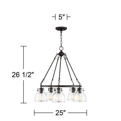 Possini Euro Design Bellis Bronze Wagon Wheel Pendant Chandelier 25" Wide Modern Clear Glass 5-Light Fixture For Dining Room House Kitchen Island Home 7 Possini Euro Design Bellis Bronze Wagon Wheel Pendant Chandelier 25" Wide Modern Clear Glass 5-Light Fixture For Dining Room House Kitchen Island Home - Image 7