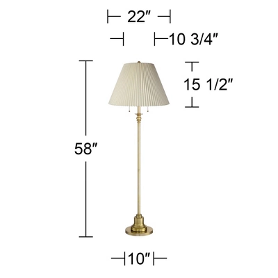 360 Lighting Spenser Retro Art Deco 58" Tall Floor Lamp Brushed Antique Brass Beige Fabric Pleated Empire Shade For Living Room Bedroom 6 360 Lighting Spenser Retro Art Deco 58" Tall Floor Lamp Brushed Antique Brass Beige Fabric Pleated Empire Shade For Living Room Bedroom - Image 6