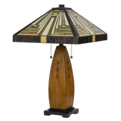27" Resin Contemporary Mission Table Lamp With Tiffany Glass Shade - Cal Lighting -Adesso Shop GUEST 62f7c724 6008 41da b977 771b6940eb43