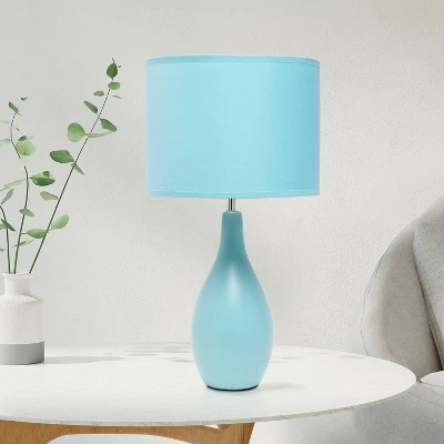 18.11" Traditional Standard Ceramic Dewdrop Table Desk Lamp With Matching Fabric Shade Blue - Creekwood Home 6 18.11" Traditional Standard Ceramic Dewdrop Table Desk Lamp With Matching Fabric Shade Blue - Creekwood Home - Image 6