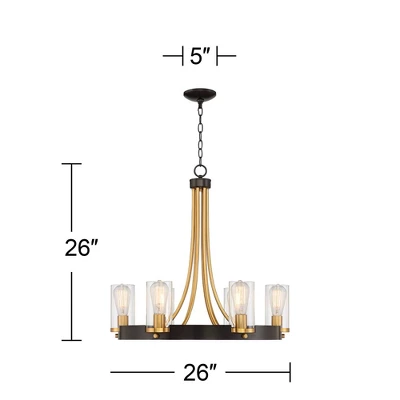 Stiffel Ferrers Dark Bronze Gold Chandelier 26" Wide Clear Glass Shade 6-Light Fixture For Dining Room House Foyer Kitchen Island Entryway Bedroom 8 Stiffel Ferrers Dark Bronze Gold Chandelier 26" Wide Clear Glass Shade 6-Light Fixture For Dining Room House Foyer Kitchen Island Entryway Bedroom - Image 8