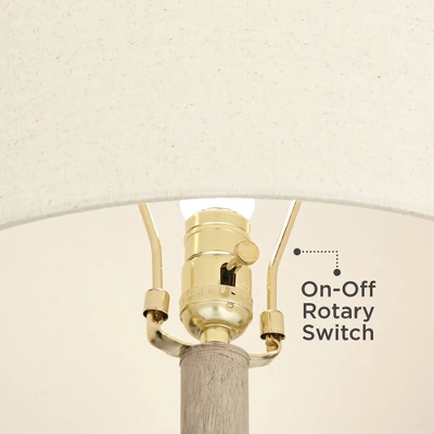 360 Lighting Julio Modern Table Lamp 30" Tall Natural Gray Ceramic Oatmeal Drum Shade For Bedroom Living Room Bedside Nightstand Office Kids House 4 360 Lighting Julio Modern Table Lamp 30" Tall Natural Gray Ceramic Oatmeal Drum Shade For Bedroom Living Room Bedside Nightstand Office Kids House - Image 4