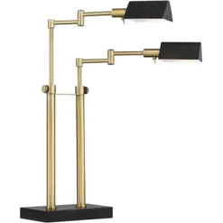 Possini Euro Design Keegan Modern Desk Lamp 24" High Warm Brass With Dual USB Charging Ports LED Adjustable Black Shade For Bedroom Living Room Desk -Adesso Shop GUEST 66df3b7f 2031 4a6b b64b b0ebfd7ab82a