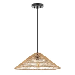 20.25" 1-Light Nova Farmhouse Coastal Rattan LED Pendant Brown - JONATHAN Y -Adesso Shop GUEST 66ee65e0 9af0 4aaa 8d45 755cf262c5e7
